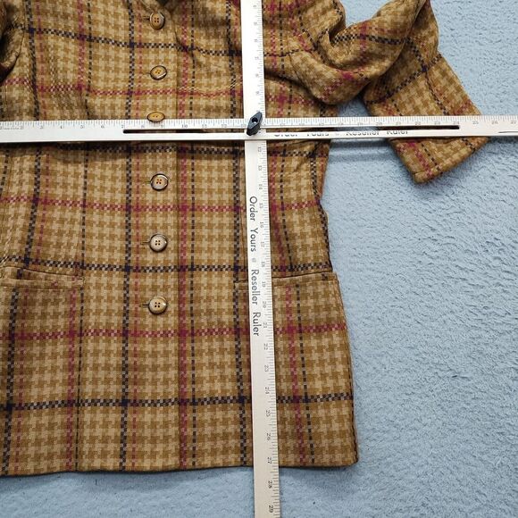 Vintage harvé benard Jacket Womens Size 4 Multi Plaid Shoulder Pads Button Front - Picture 4 of 4